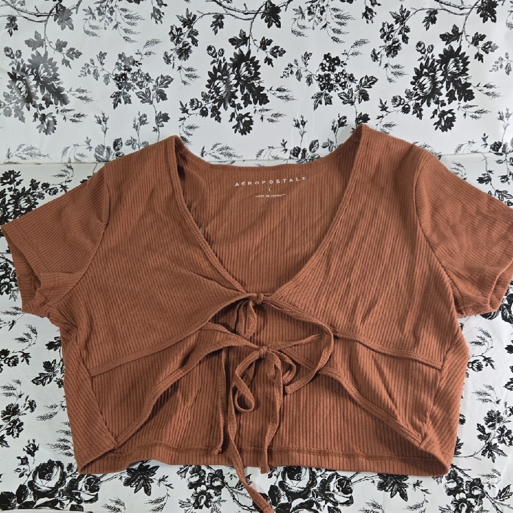 Aeropostale Women's Rust Tie-Front Crop Top O27